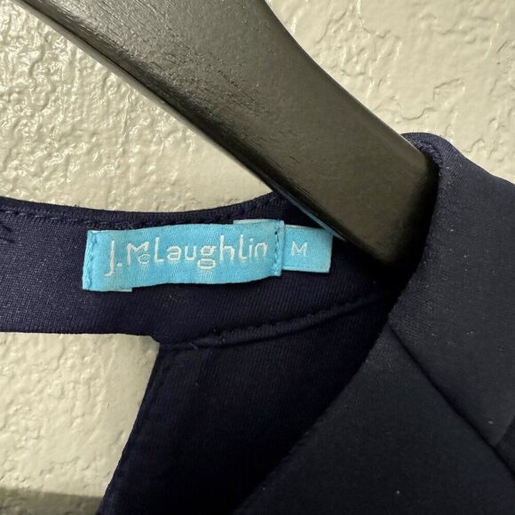 J.McLaughlin Barry Navy Blue Stretch Scuba Dress Size Medium Sleeveless - Picture 7 of 7
